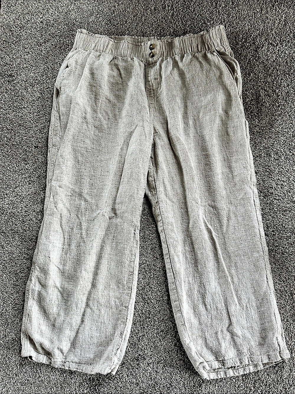 BRIGGS Casual Linen Capri Pants Khaki XL